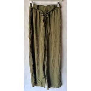 Abercrombie & Fitch Womens Olive Green Wide‎ Leg Paperbag Waist Pants - Sz S